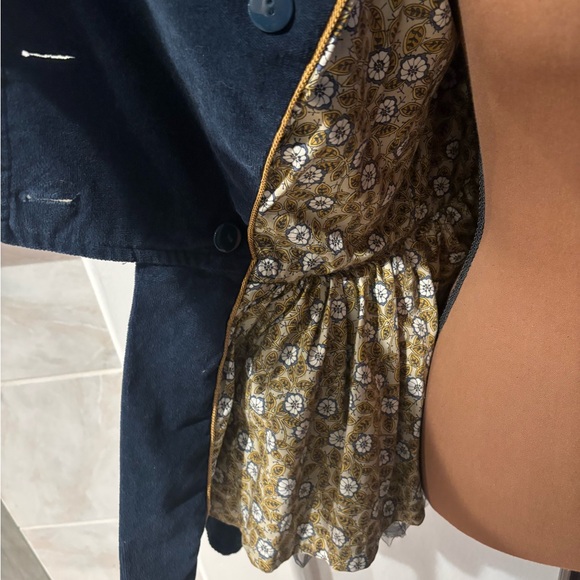 Anthropologie Idra Deep Navy Pea Coat Velveteen with Bold Buttons SZ 6- RARE-! - Picture 7 of 10